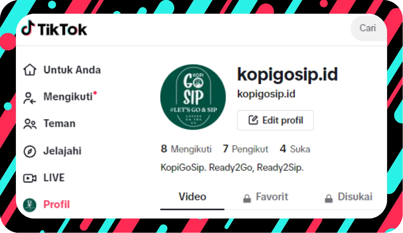 laman sosial media tiktok kopi gosip